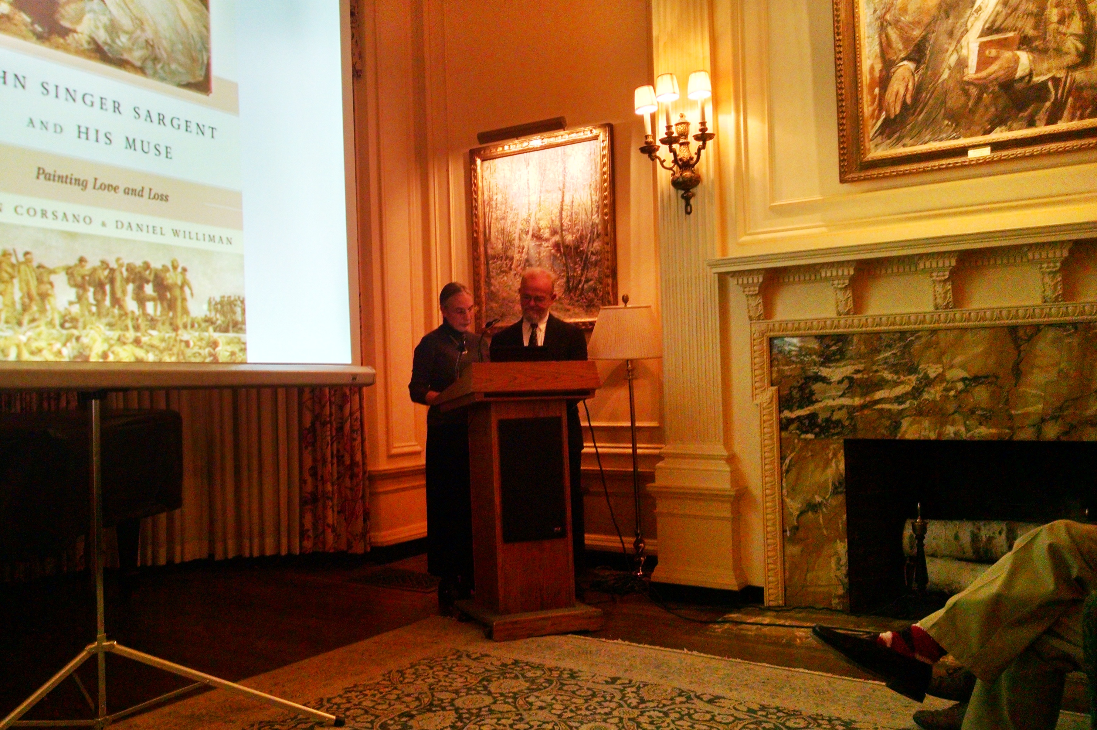 Karen and Dan talking at the Saint Botolph Club